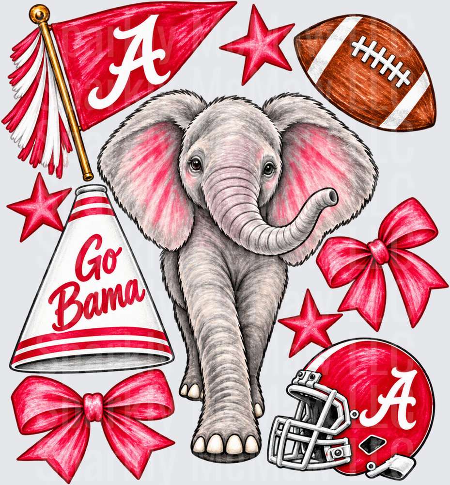 Alabama Crimson Tide Elephant Collage UV DTF Decal