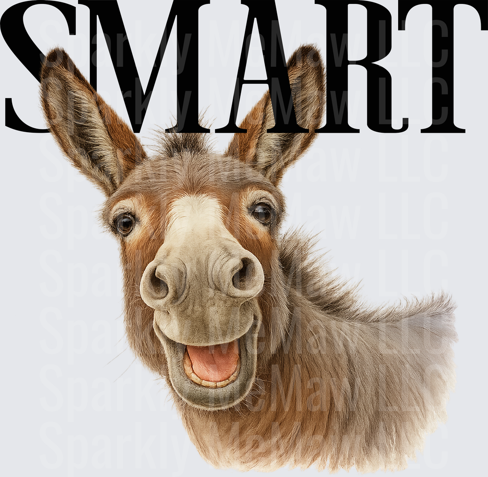 Smart Donkey with Open Mouth Expression - UV DTF Decal