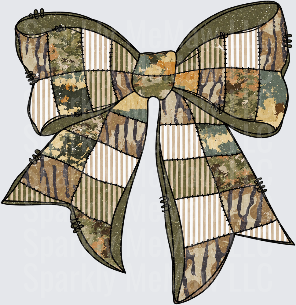Camo Patchwork Bow UV DTF Decal