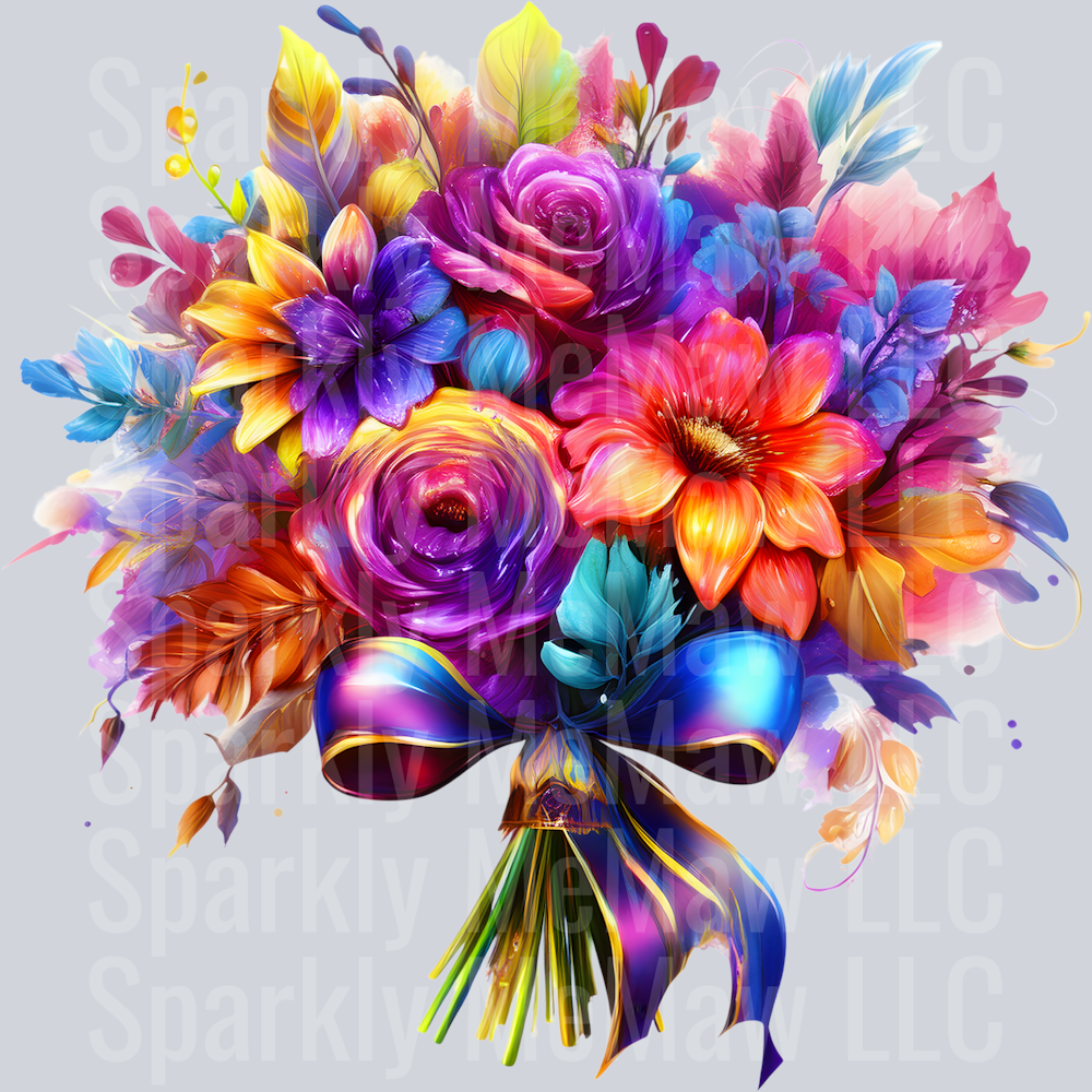 jewel tone floral clipart (44) UV DTF Decal