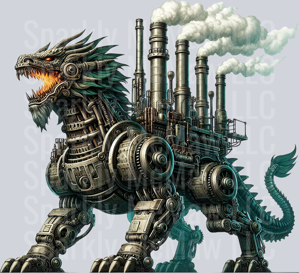 78 Steampunk Dragon UV DTF Clip Art Decal