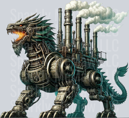 78 Steampunk Dragon UV DTF Clip Art Decal