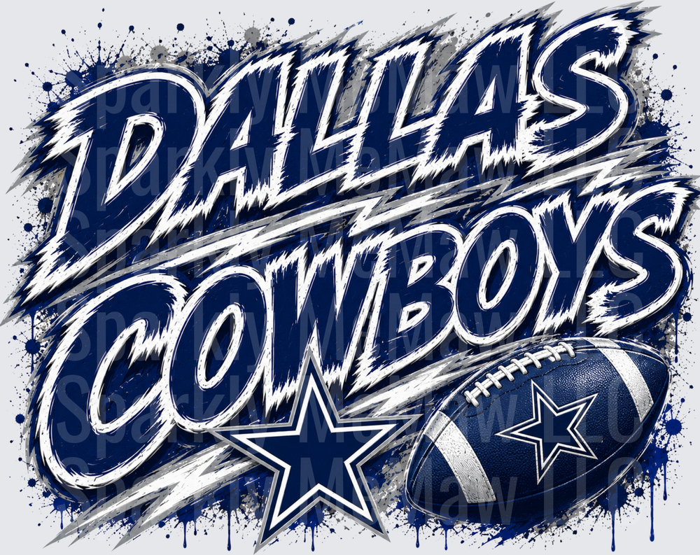 Dallas Cowboys Football Team Logo with Star and Football DTF Transfer for Fabric