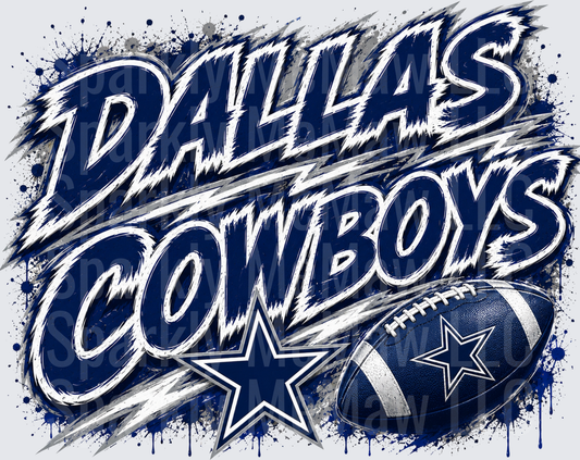 Dallas Cowboys Football Team Logo with Star and Football DTF Transfer for Fabric