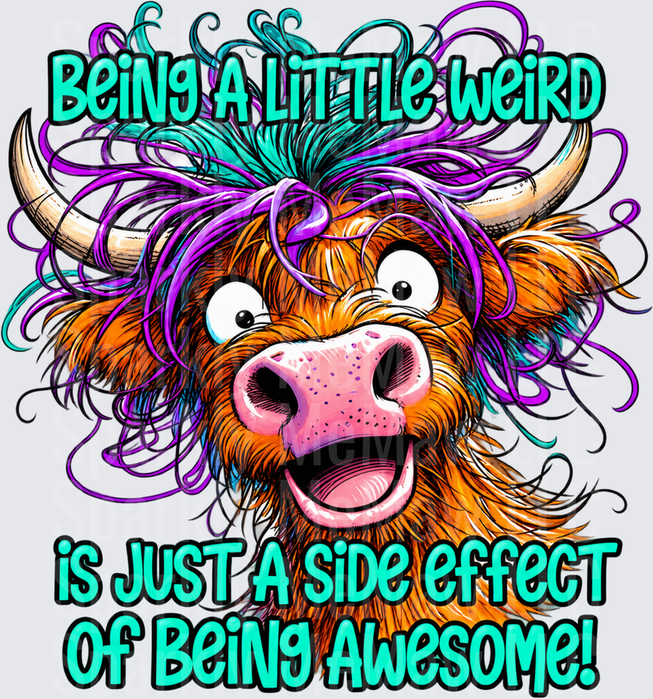 Weird Awesome Highland Cow DTF Transfer for Fabrics