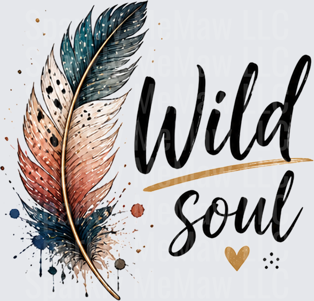 Wild Soul Feather with Paint Splatter Design UV DTF Decal