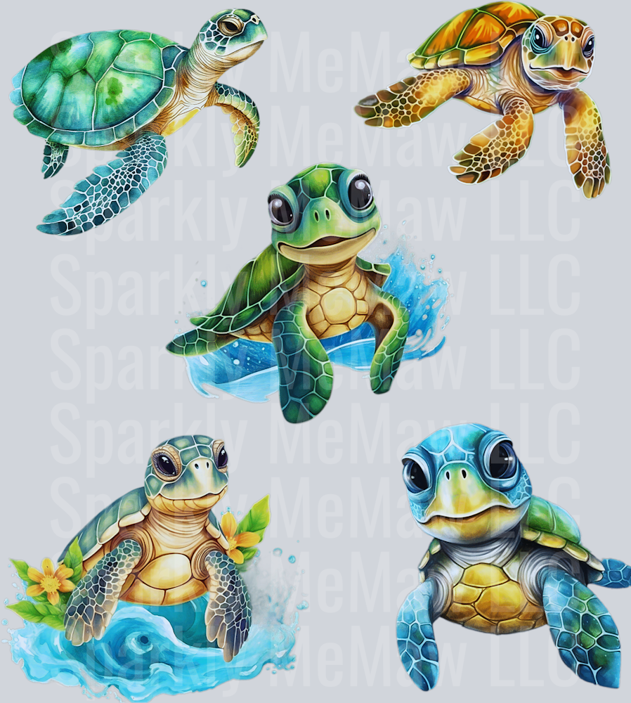 Cute.SeaTurtle.UV DTF Element Sheet