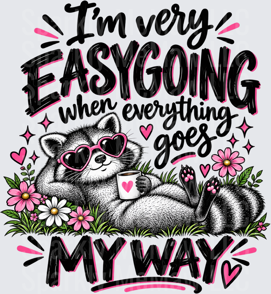 Easygoing Raccoon Coffee Quote UV DTF Decal