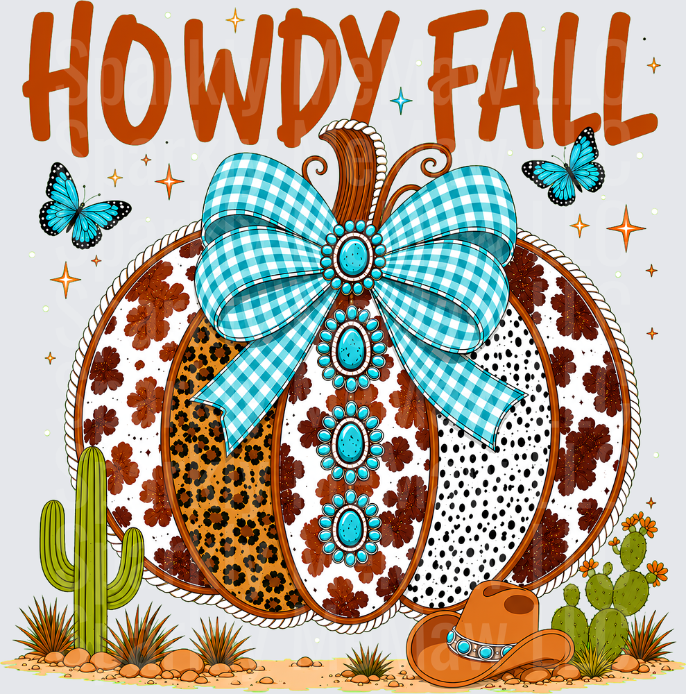 Howdy Fall Western Pumpkin UV DTF Decal