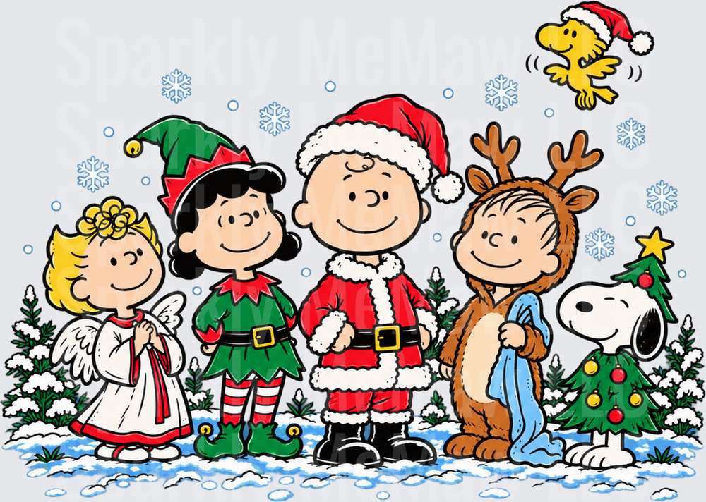 Charlie Brown Peanuts Christmas Gang UV DTF Decal
