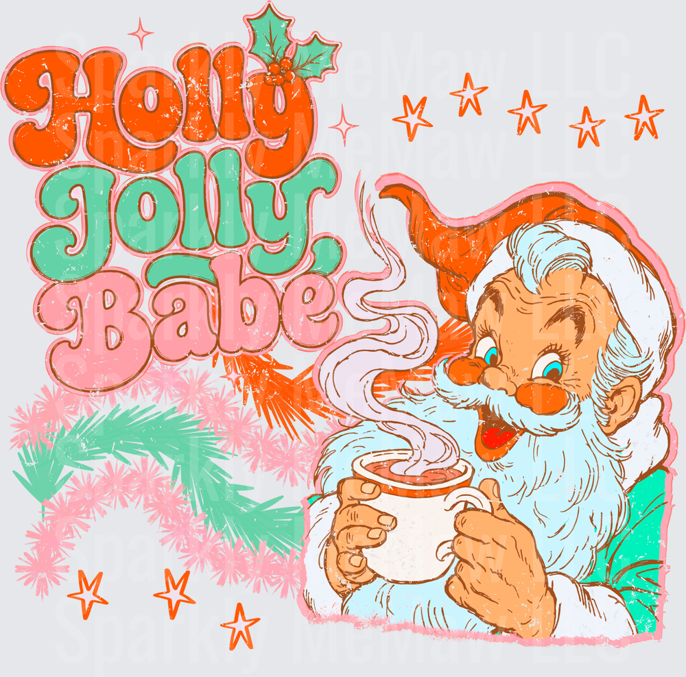 Holly Jolly Babe Santa UV DTF Decal