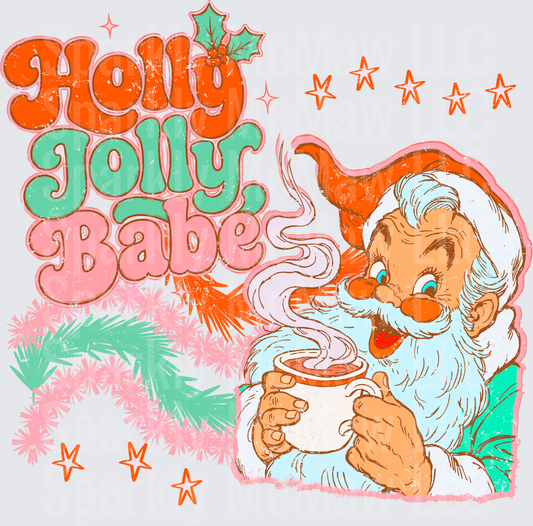 Holly Jolly Babe Santa UV DTF Decal