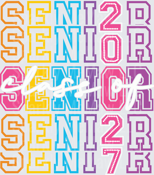 Senior 2023 Colorful Graduation DTF Transfer for Fabric
