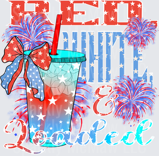 Patriotic Fourth of July Tumbler with Fireworks and Stars Red White Blue UV DTF Decal