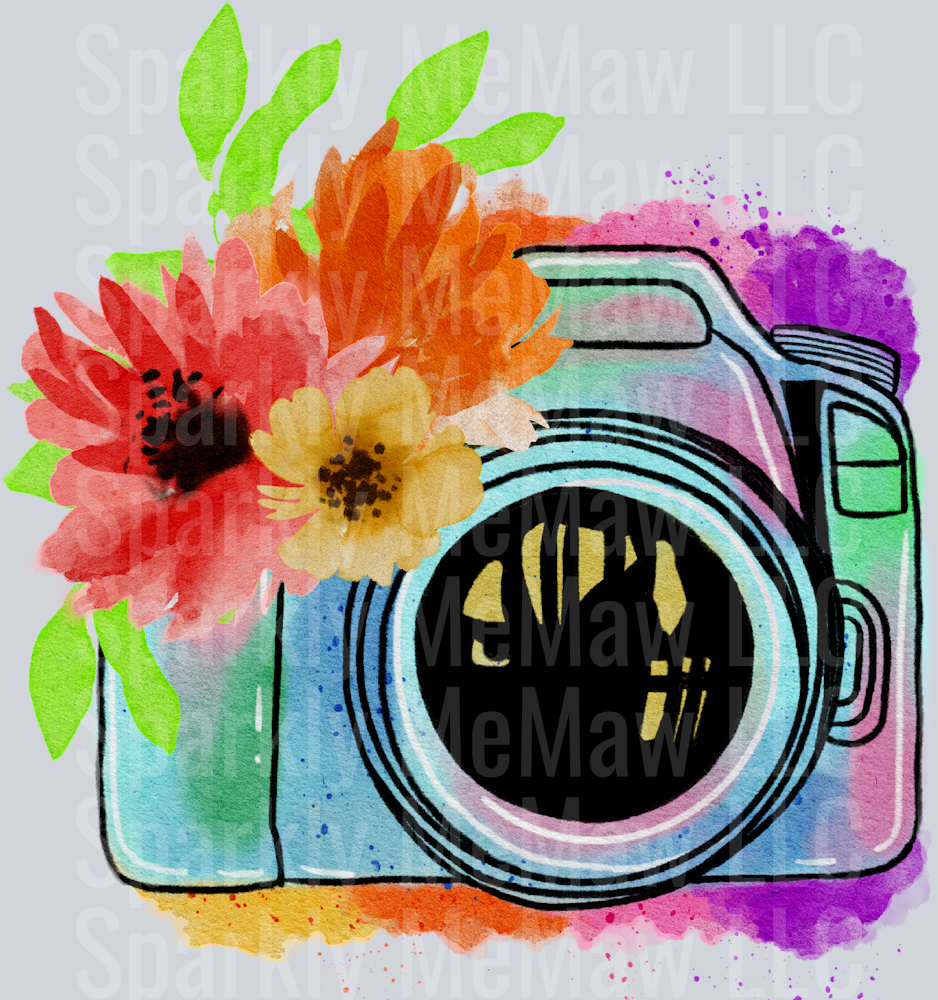Floral Camera UV DTF Clip art Decal