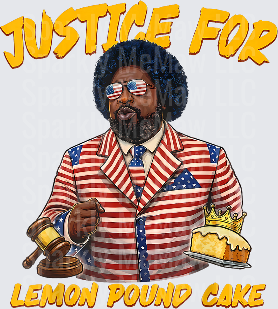 Justice For Lemon Pound Cake Patriotic Judge with Gavel and Crown UV DTF Decal