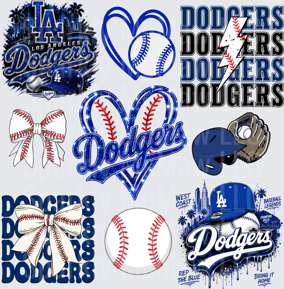 Los Angeles Dodgers Baseball Bundle 10x10 UV DTF Sheet