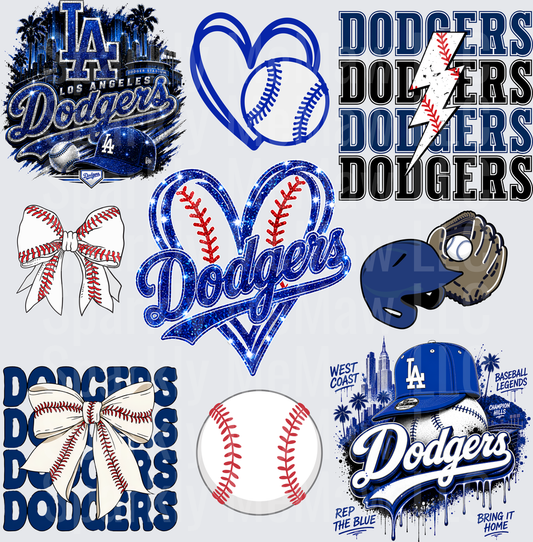 Los Angeles Dodgers Baseball Bundle 10x10 UV DTF Sheet