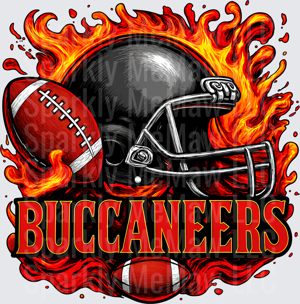 Buccaneers Flaming Helmet Football UV DTF Decal