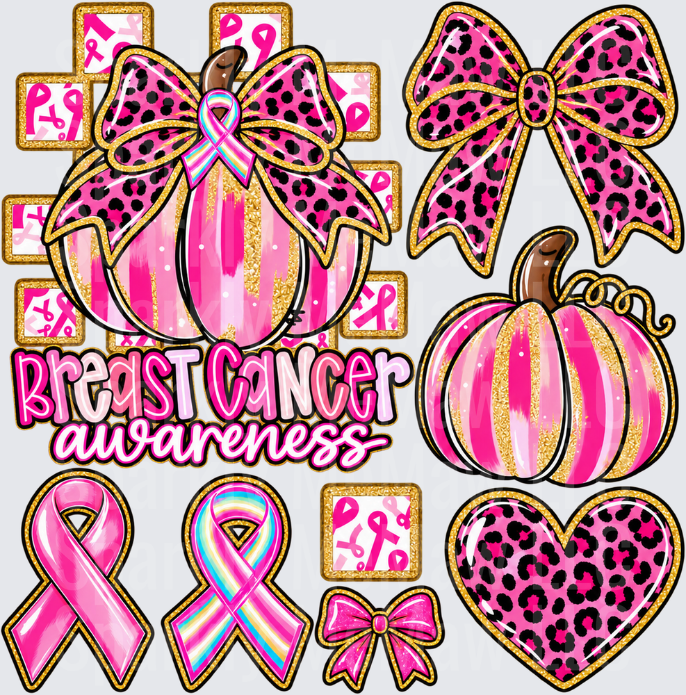 Breast Cancer Awareness Pink Pumpkin Sheet – this is a 10 inch cut and stick UV Decal Sheet