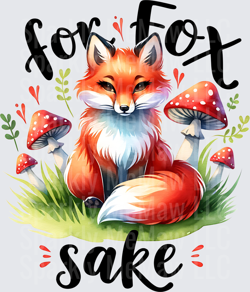 For Fox Sake Cute Red Fox with Mushrooms and Botanical Elements UV DTF Decal