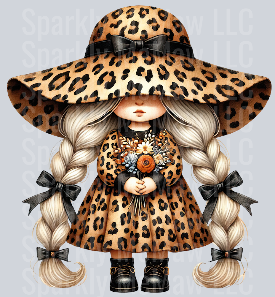 24 Leopard Print Gnome Girls Clipart Decal