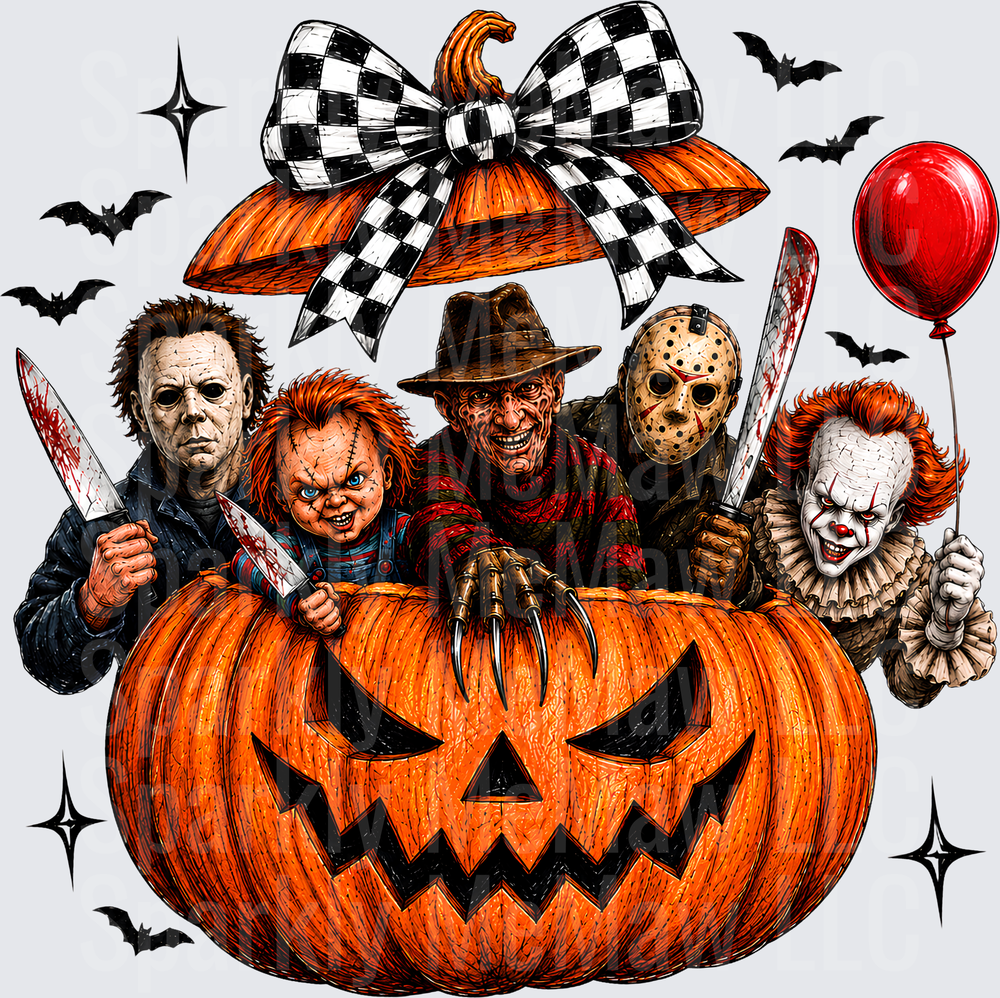 Horror Icons Jack-O-Lantern Coquette Bow UV DTF Decal