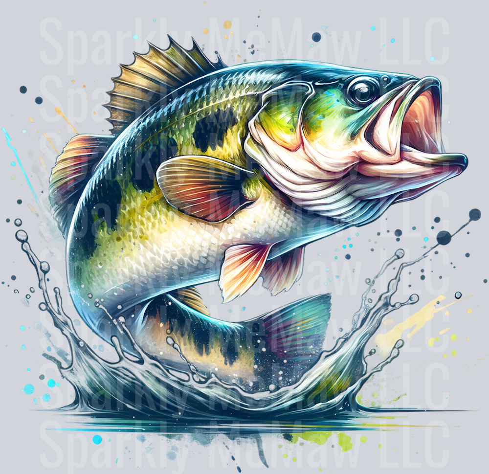 bass fish 1 Clip Art UV DTF Decal