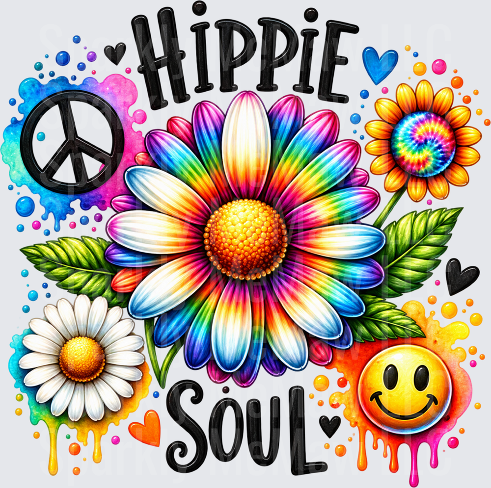 Hippie Soul Floral Peace UV DTF Decal