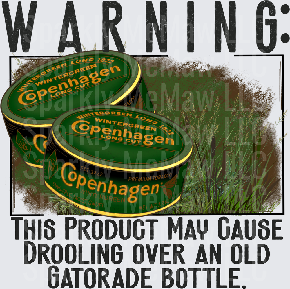 Copenhagen Wintergreen Long Cut Tobacco Warning Label Parody DTF Transfer for Fabric