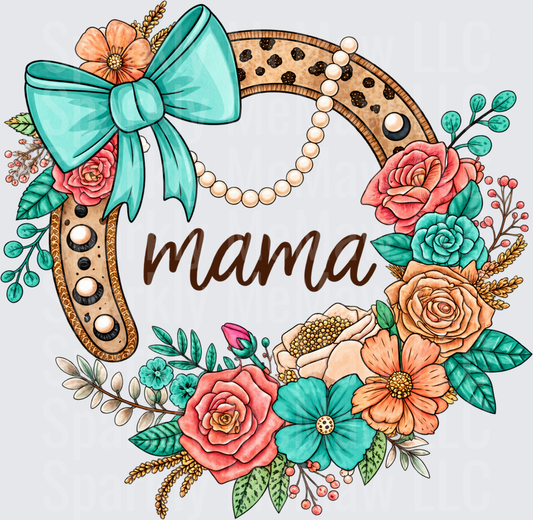 Floral Horseshoe Mama DTF Transfer for Fabrics