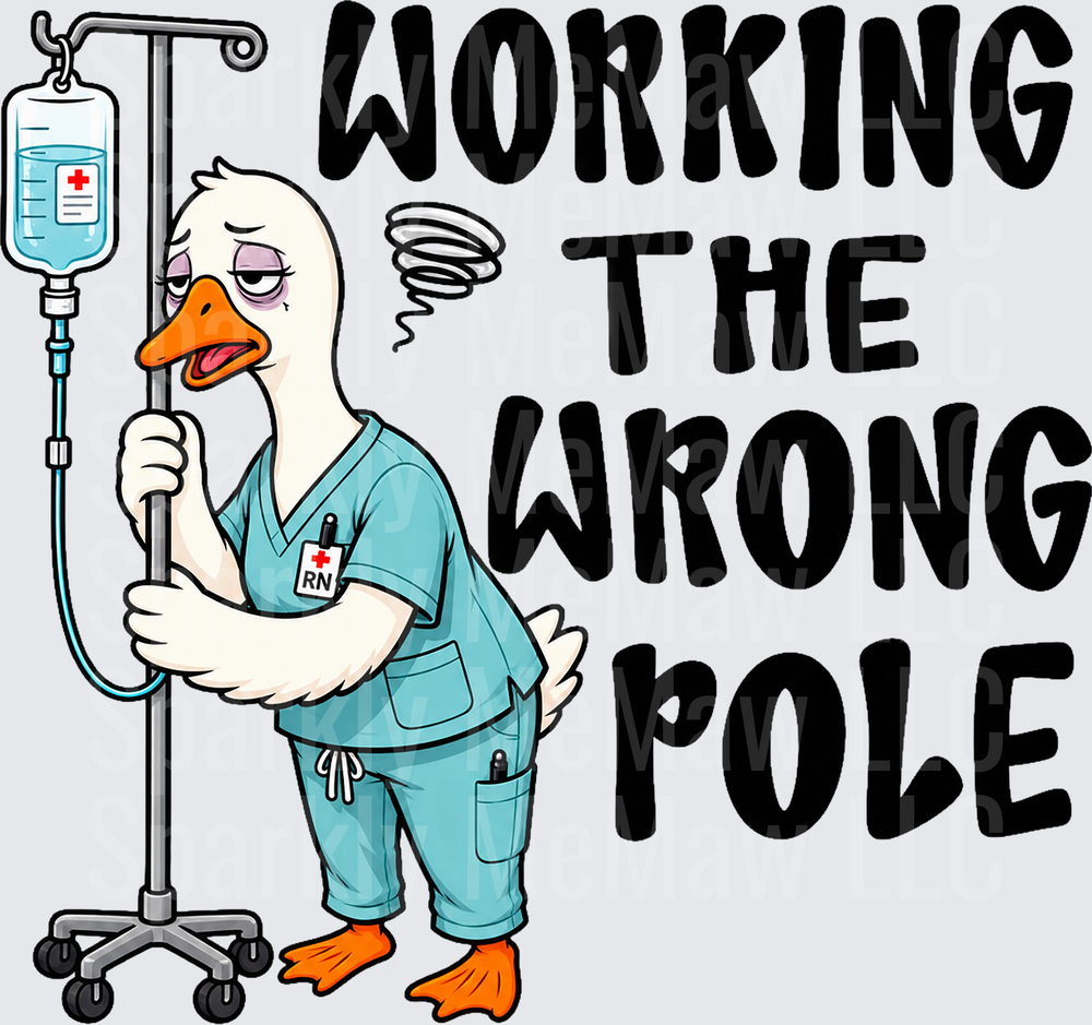 Tired Nurse Duck Working Wrong Pole UV DTF Decal