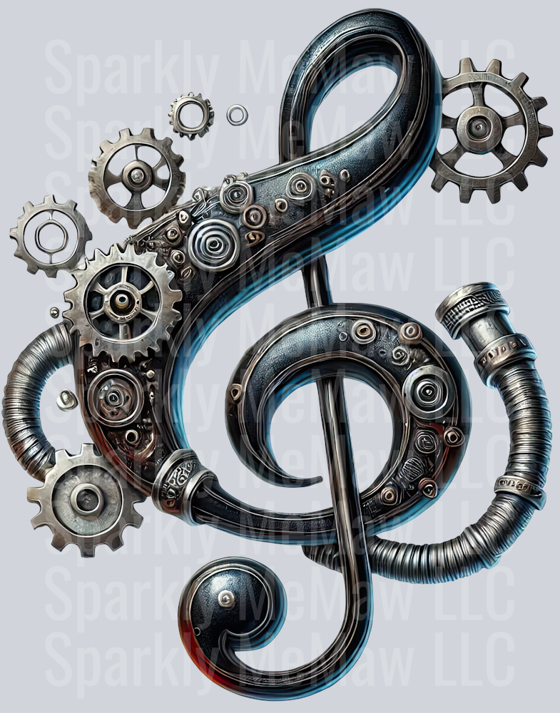 Musical Steampunk UV DTF Clip art Decal 27