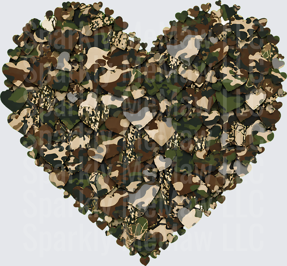 Camo Hearts Collage UV DTF Decal