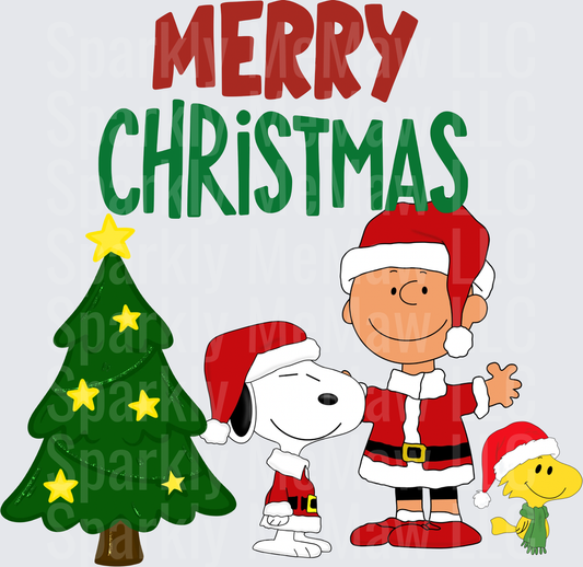 Charlie Brown Snoopy Christmas Merry Christmas is a UV DTF Decal