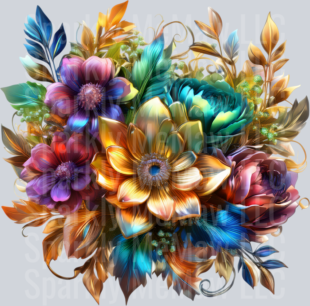 jewel tone floral clipart (67) UV DTF Decal
