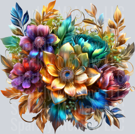 jewel tone floral clipart (67) UV DTF Decal