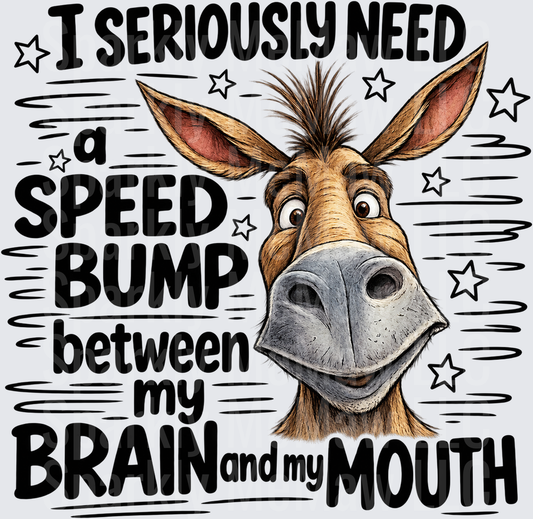 Funny Donkey Speed Bump Brain Mouth UV DTF Decal