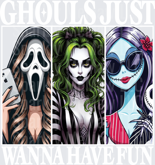 Horror Movie Icons Trio - Ghostface, Beetlejuice, and Day of the Dead Girl - UV DTF Decal