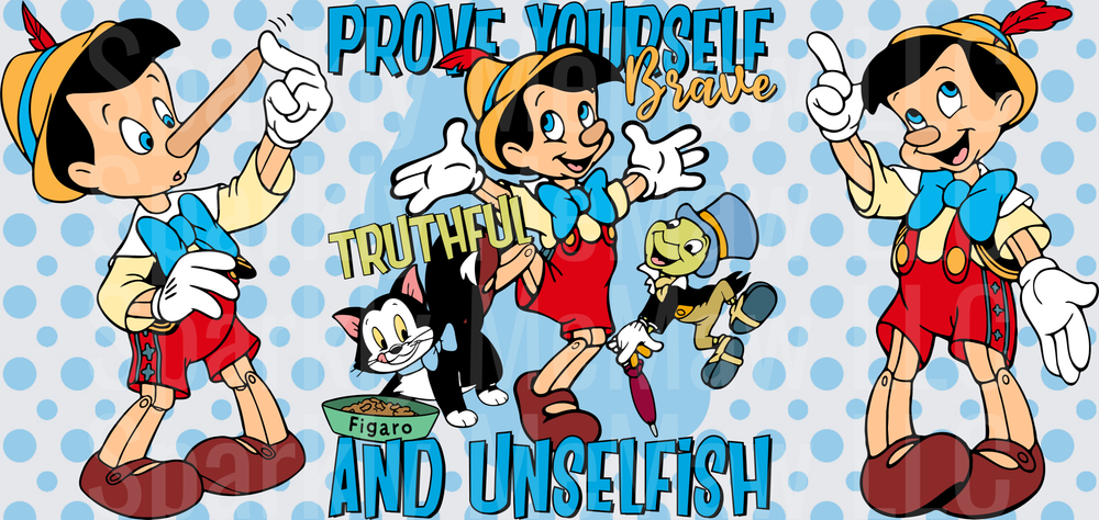 Pinocchio Prove Yourself Brave UV DTF 16 OZ Wrap