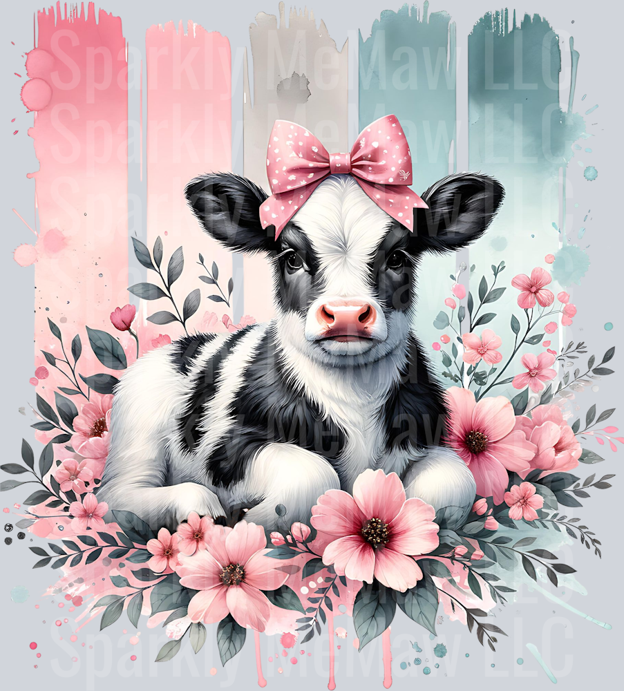 Baby Dairy Cow  Brushstrokes UV DTF Decal
