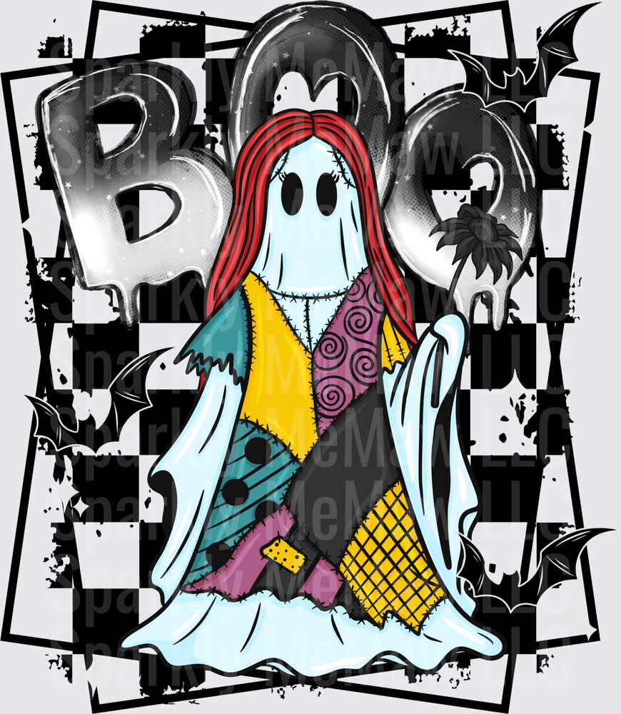 Sally Ghost BOO Halloween UV DTF Decal