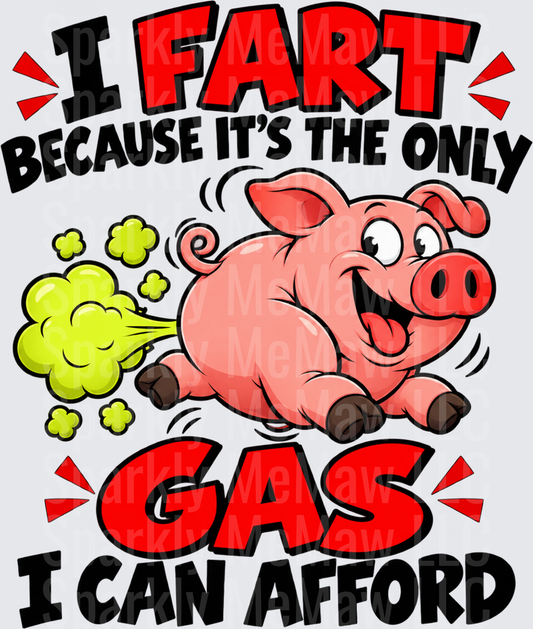 Funny Farting Pig Gas Humor DTF Transfer for Fabrics