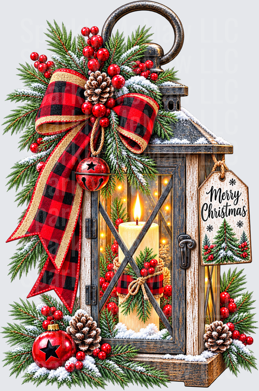 Rustic Christmas Lantern UV DTF Decal