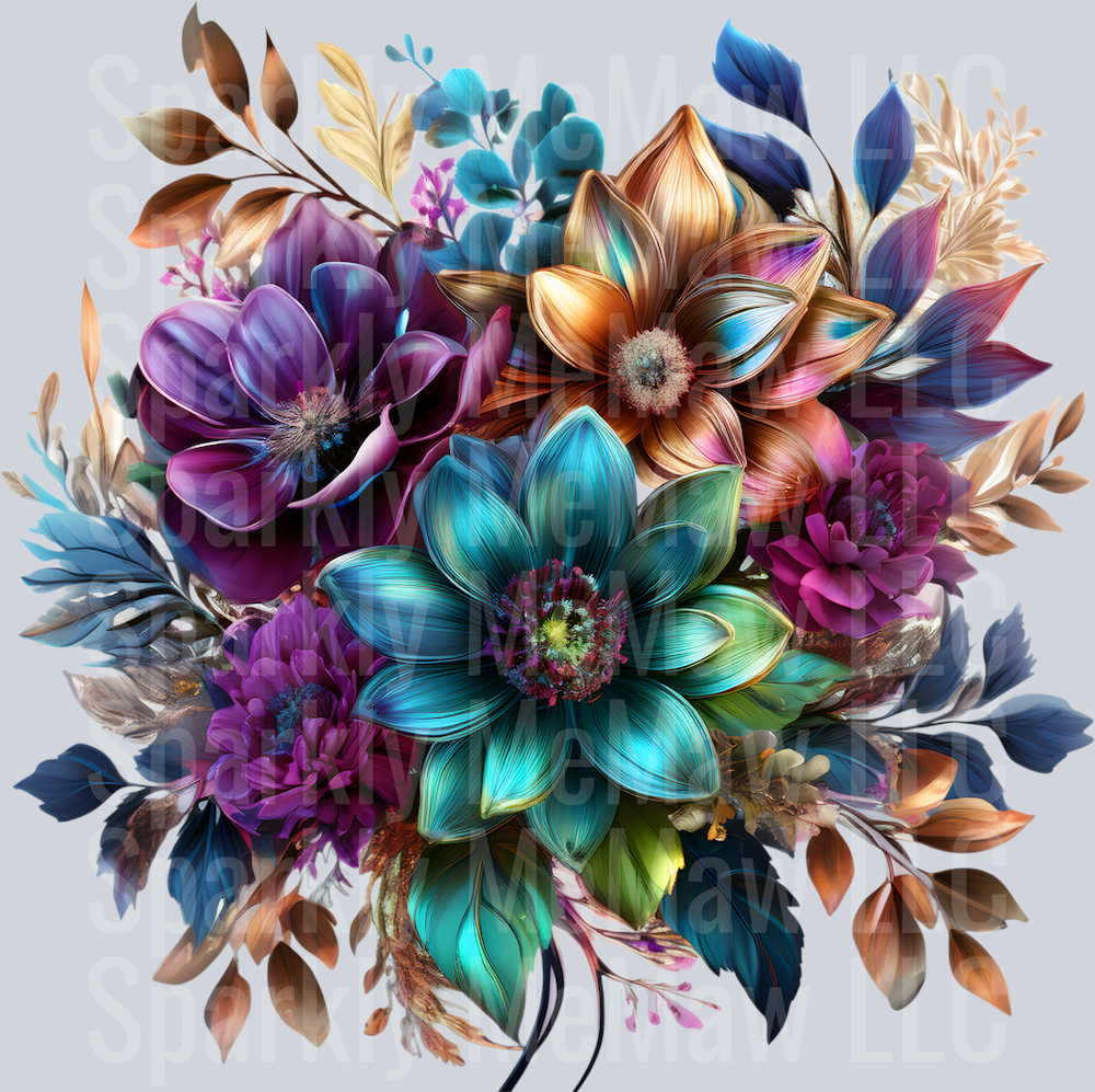 jewel tone floral clipart (48) UV DTF Decal