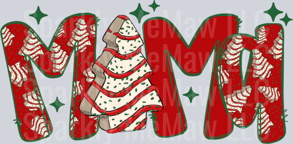 Christmas tree cake mama UV DTF DECAL