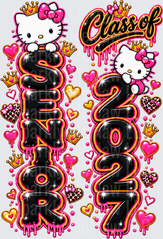 Hello Kitty Senior Class 2027 is a DTF Transfer for Fabrics