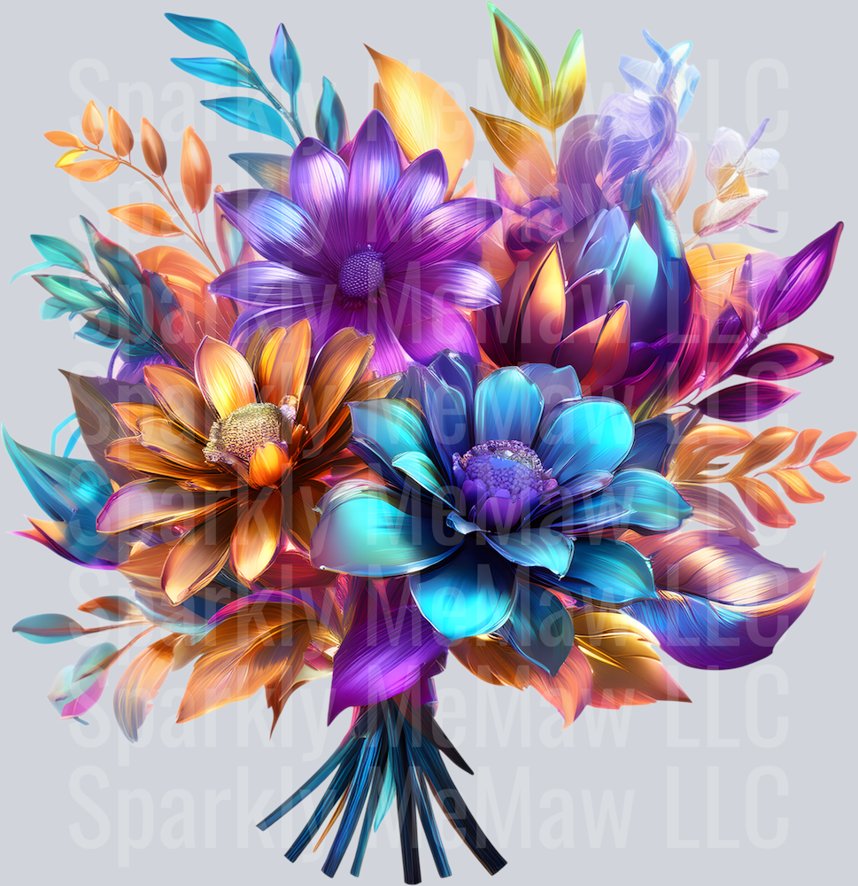 jewel tone floral clipart (50) UV DTF Decal
