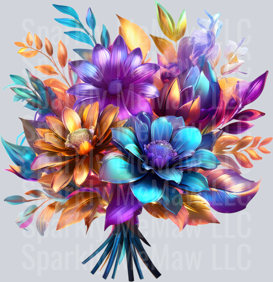 jewel tone floral clipart (50) UV DTF Decal