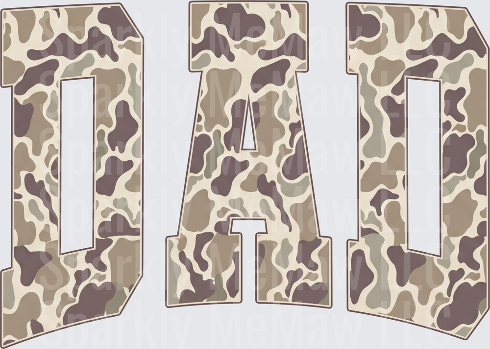 Camouflage Pattern DAD Letters Military Camo Design UV DTF Decal